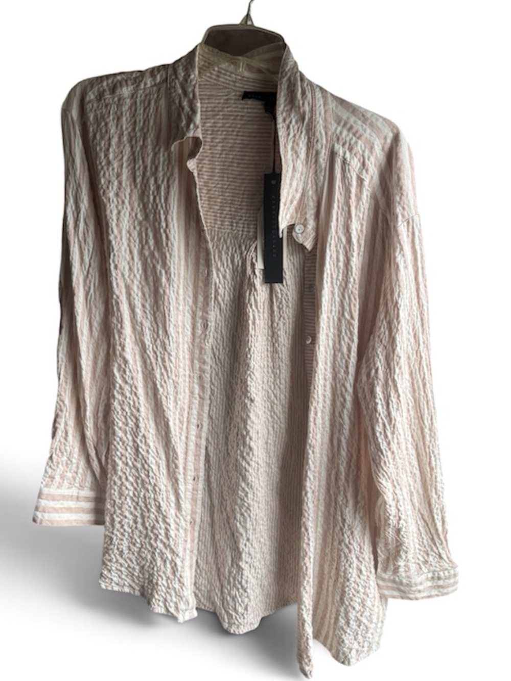 Women’s Lightweight Beige-Striped Button-Down NWT